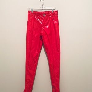 Bright RED LATEX PANTS! 😱🔥🔥🔥